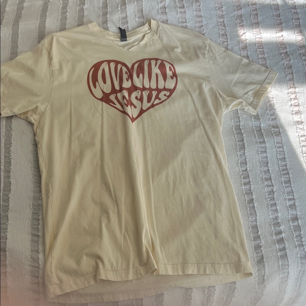 Next Level Apparel Cream Tee with Red Graphic
